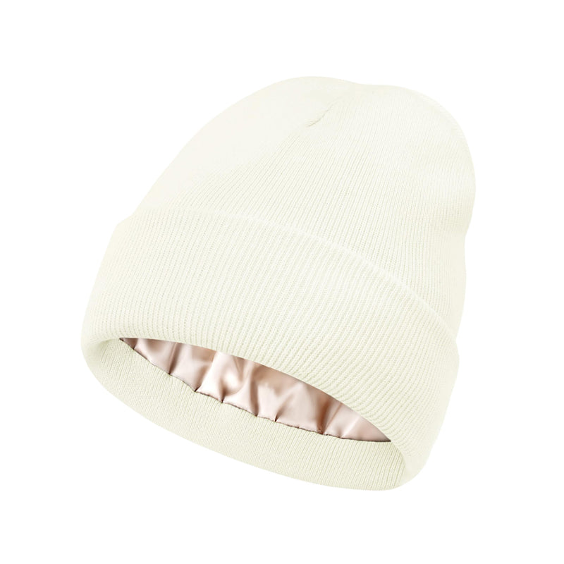Satin Lined Knit Beanie Hat