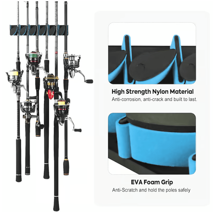 Wall Mounted Fishing Rod Rack
