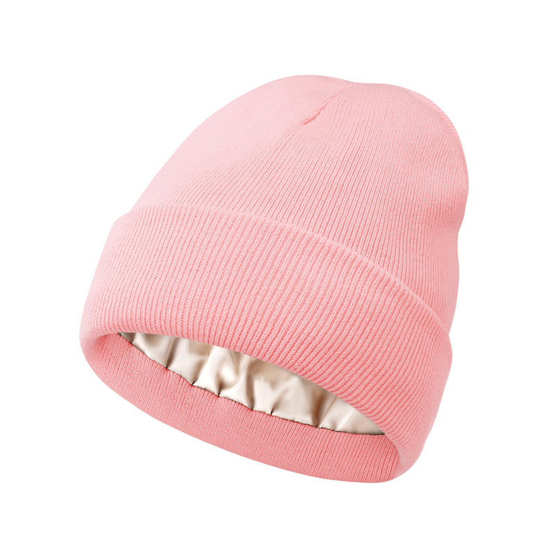Satin Lined Knit Beanie Hat