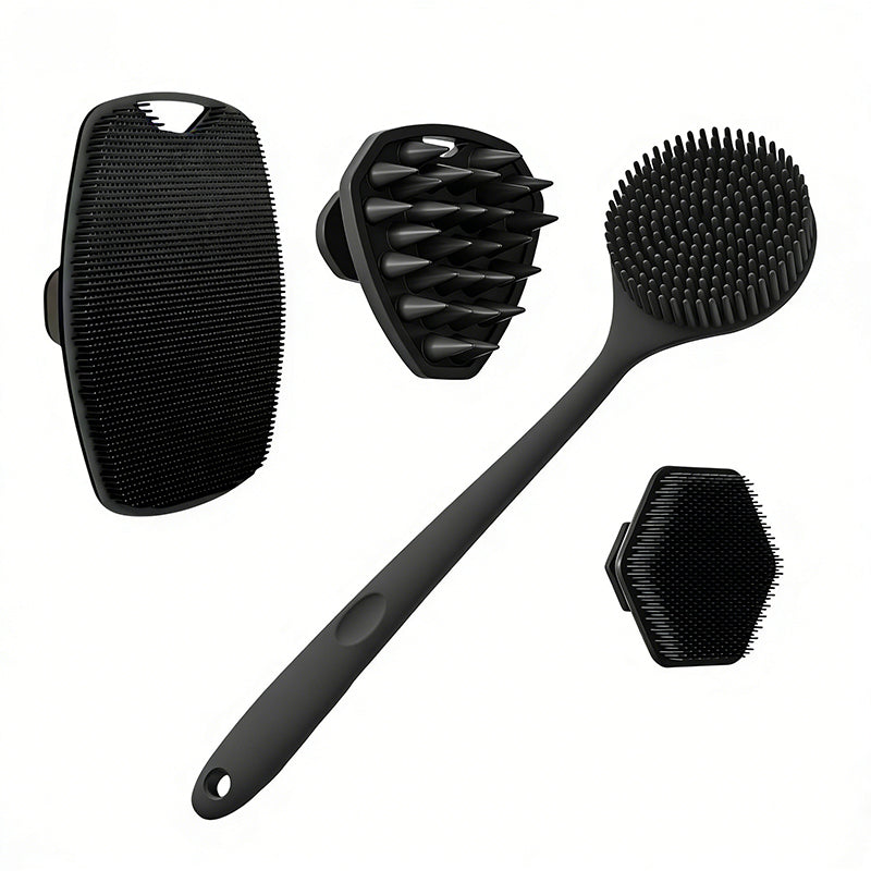 Silicone Back Scrubber Shower Brush Set