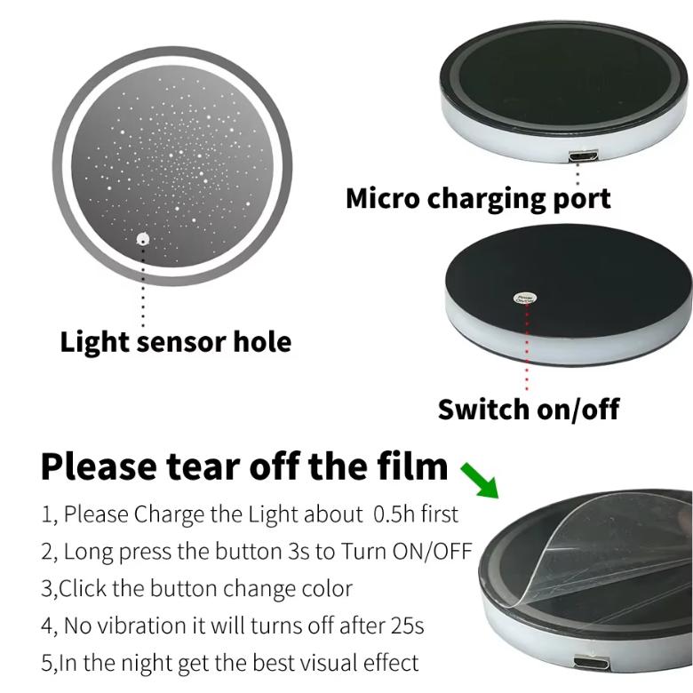 Car LED Cup Holder Mat 2PCS
