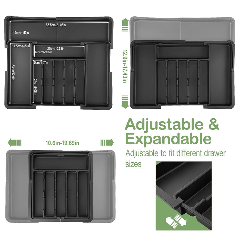 Expandable Adjustable Kitchen Utensil Organizer Tray