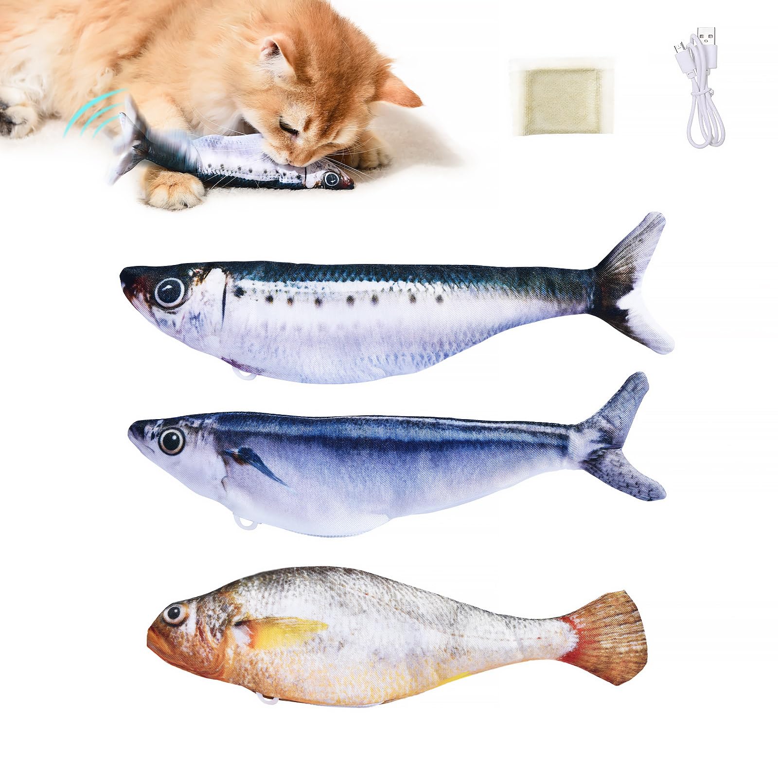 Realistic Flopping Fish Cat Toys 3 pack
