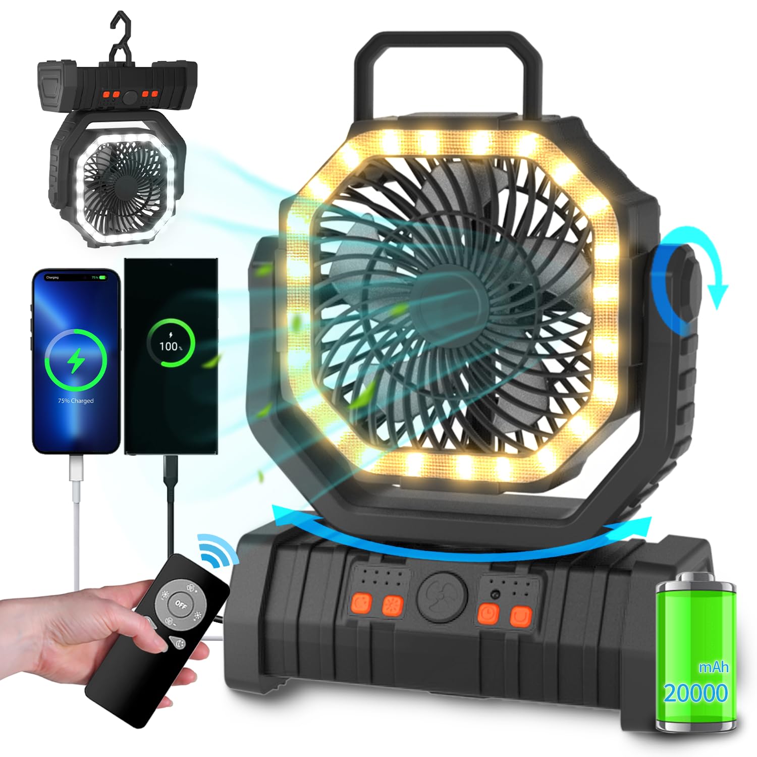 Rechargeable  RC Camping Fan