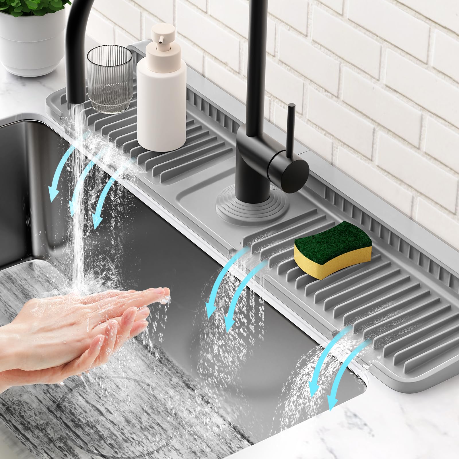 Sloped Faucet Splash Guard Mat
