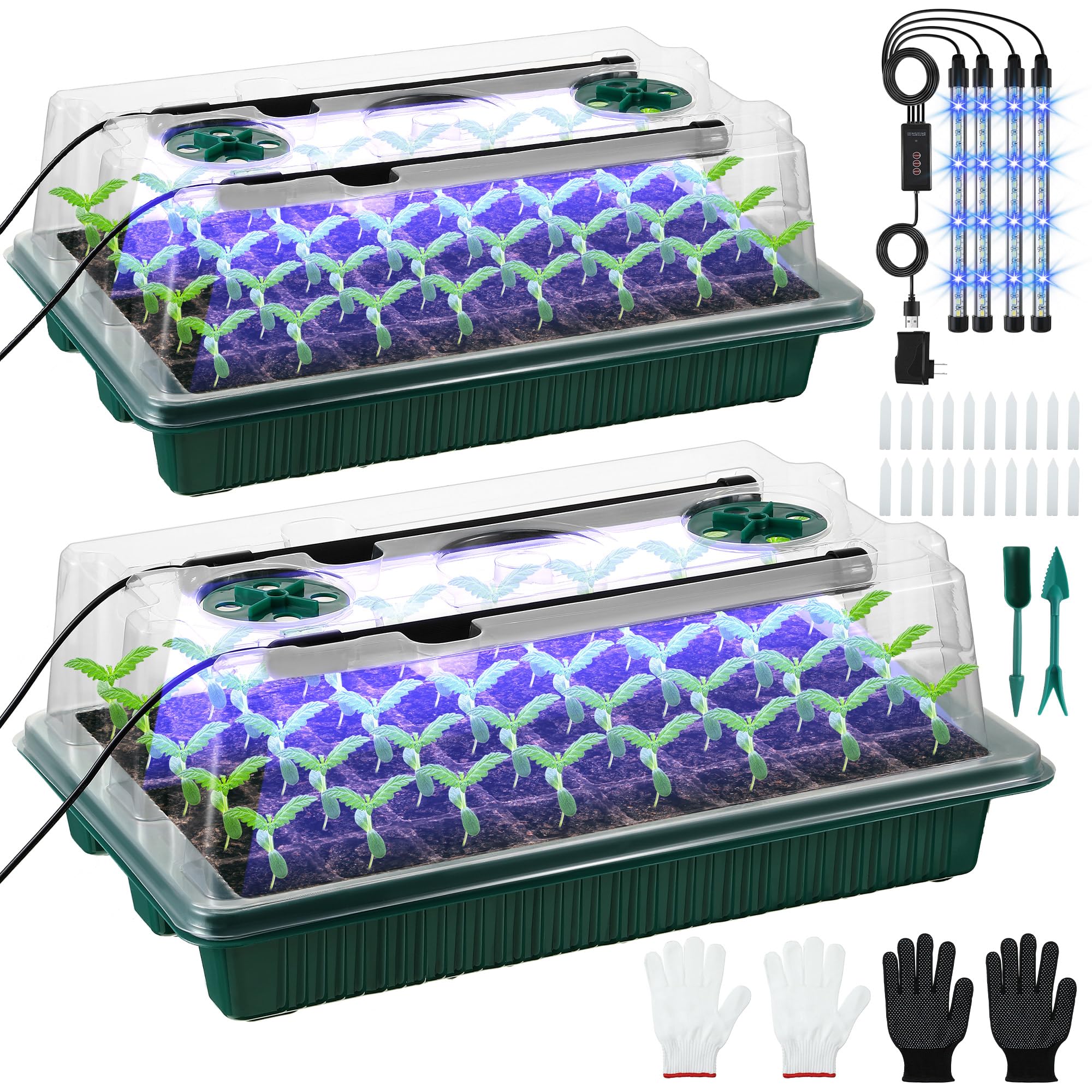2 Pack Seed Starter Tray with Grow Light