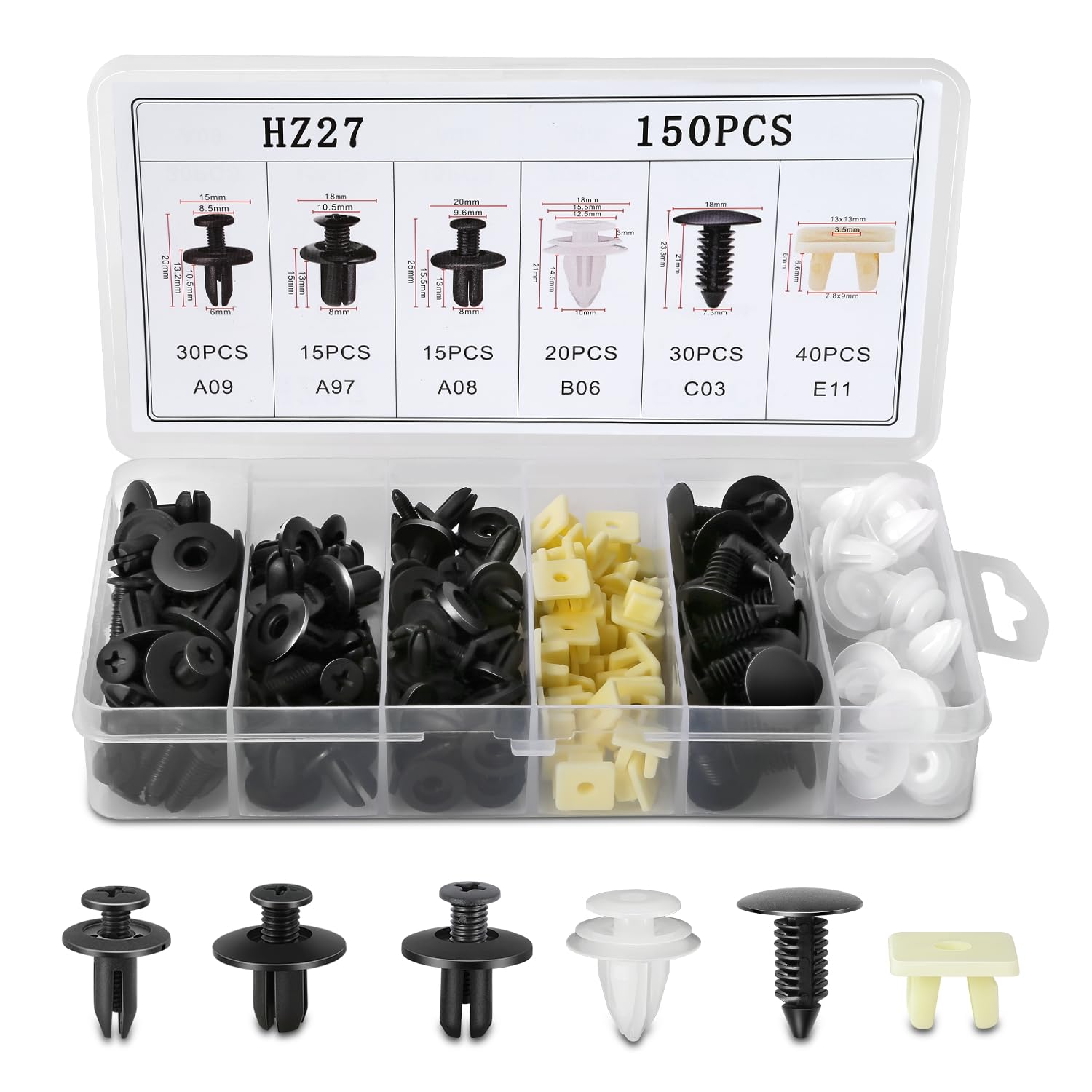 150pcs Universal Nylon Bumper Retainer Clips Kit