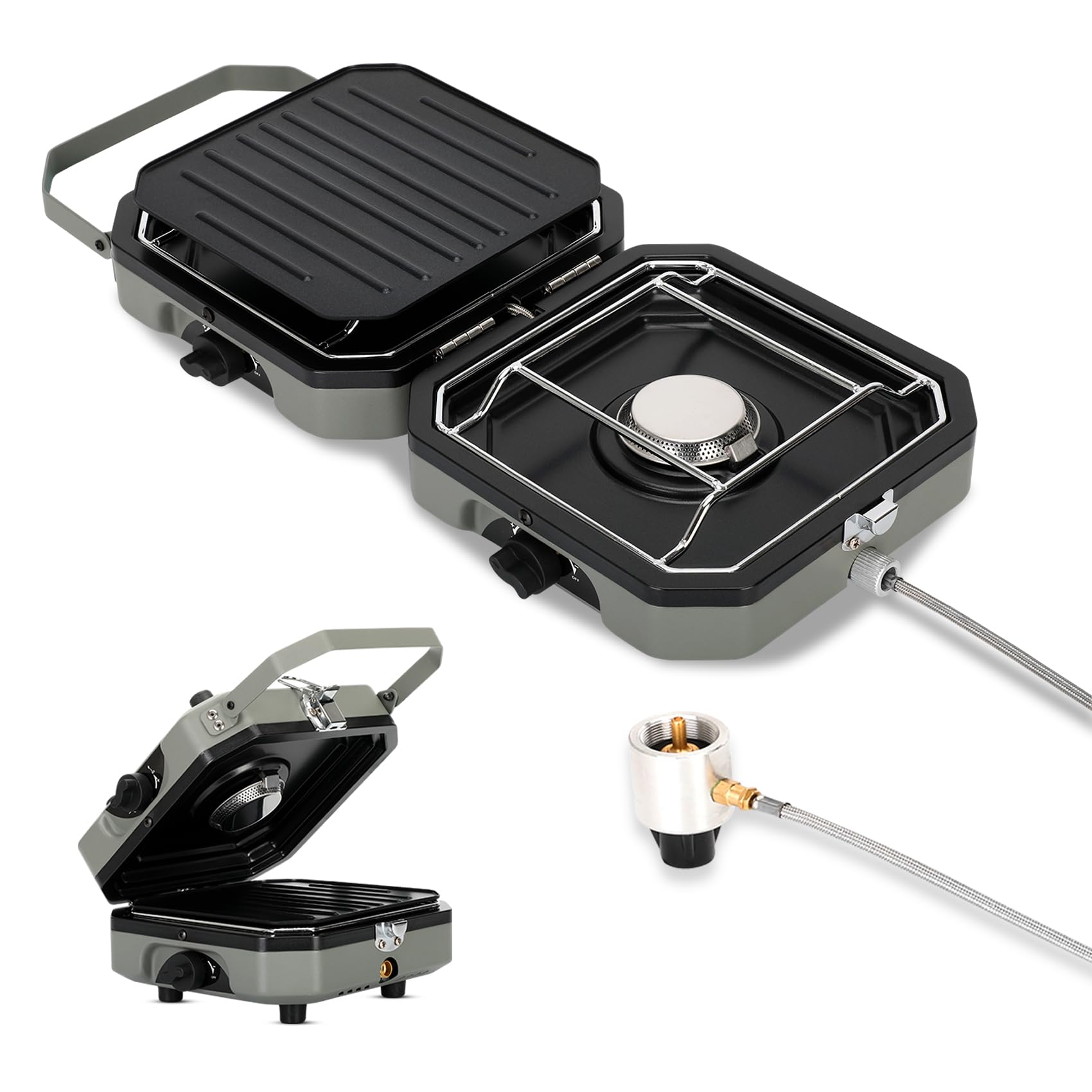 2 Burner Propane Camping Stove with Grill