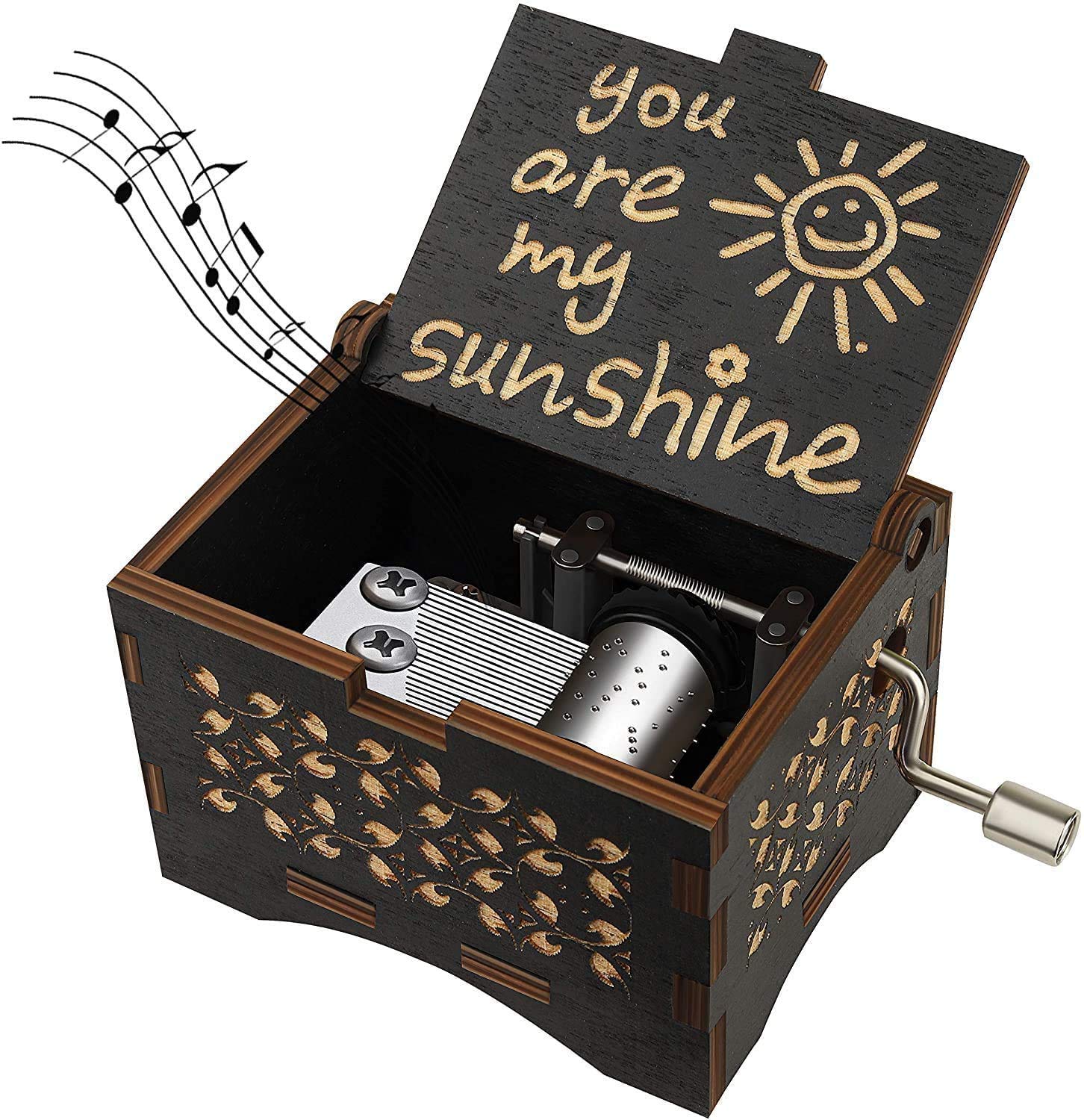 Wooden Hand Crank Music Box