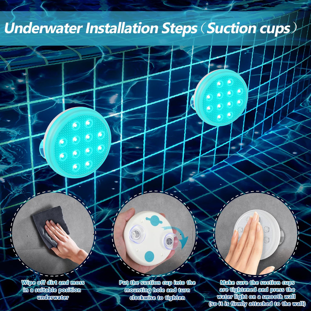 2/4 PCS-Ultra-High Brightness Rechargeable Submersible LED Lights with Remote
