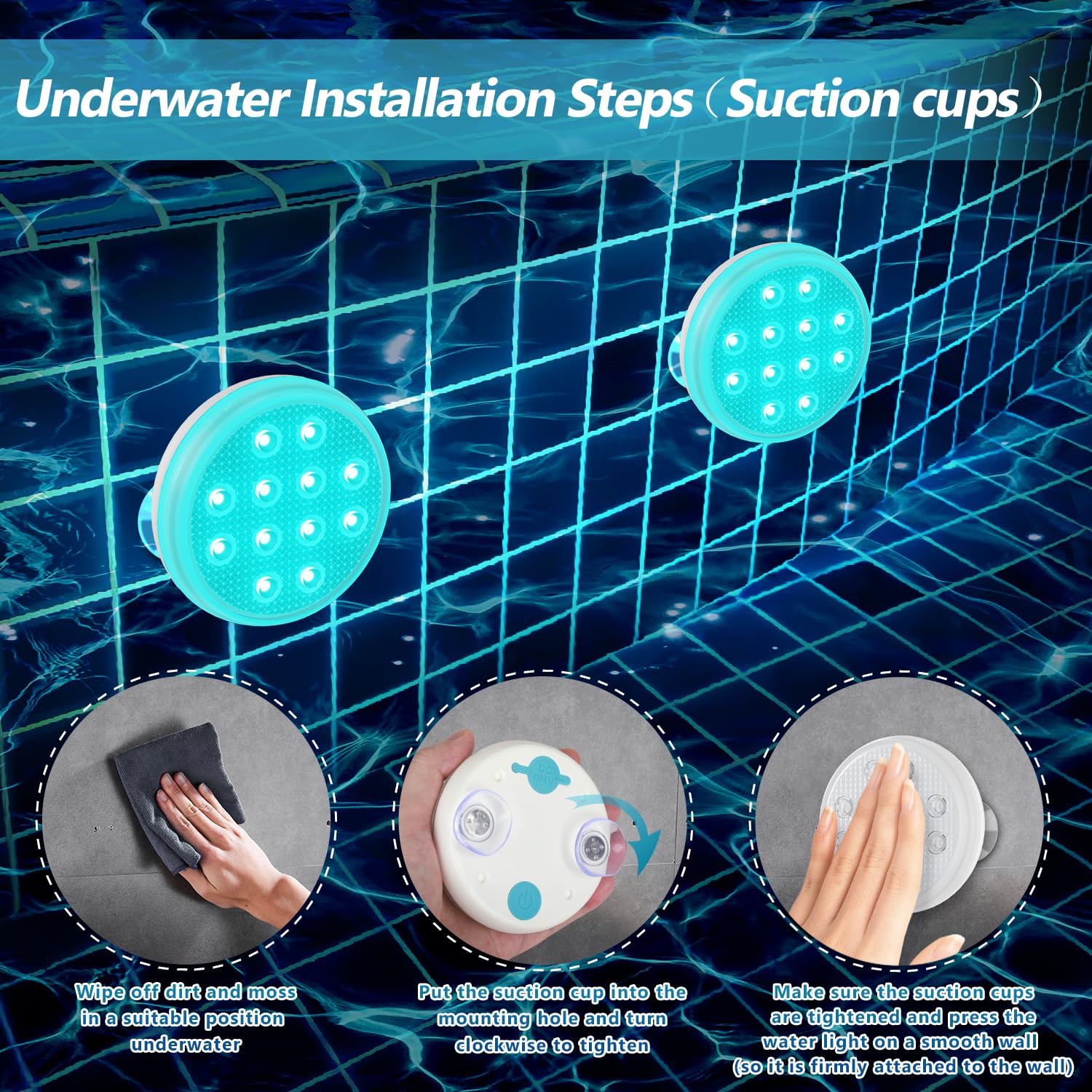 2/4 PCS-Ultra-High Brightness Rechargeable Submersible LED Lights with Remote