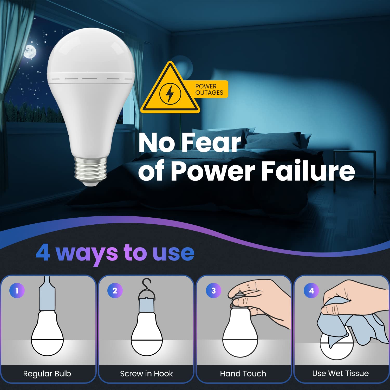 Emergency Rechargeable LED Light Bulbs