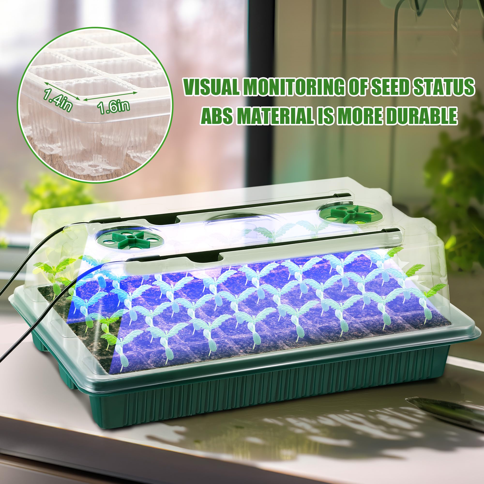 2 Pack Seed Starter Tray with Grow Light