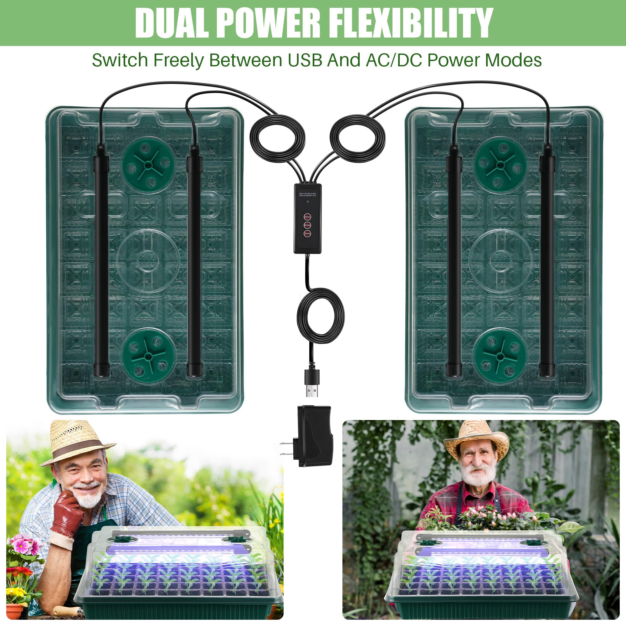 2 Pack Seed Starter Tray with Grow Light