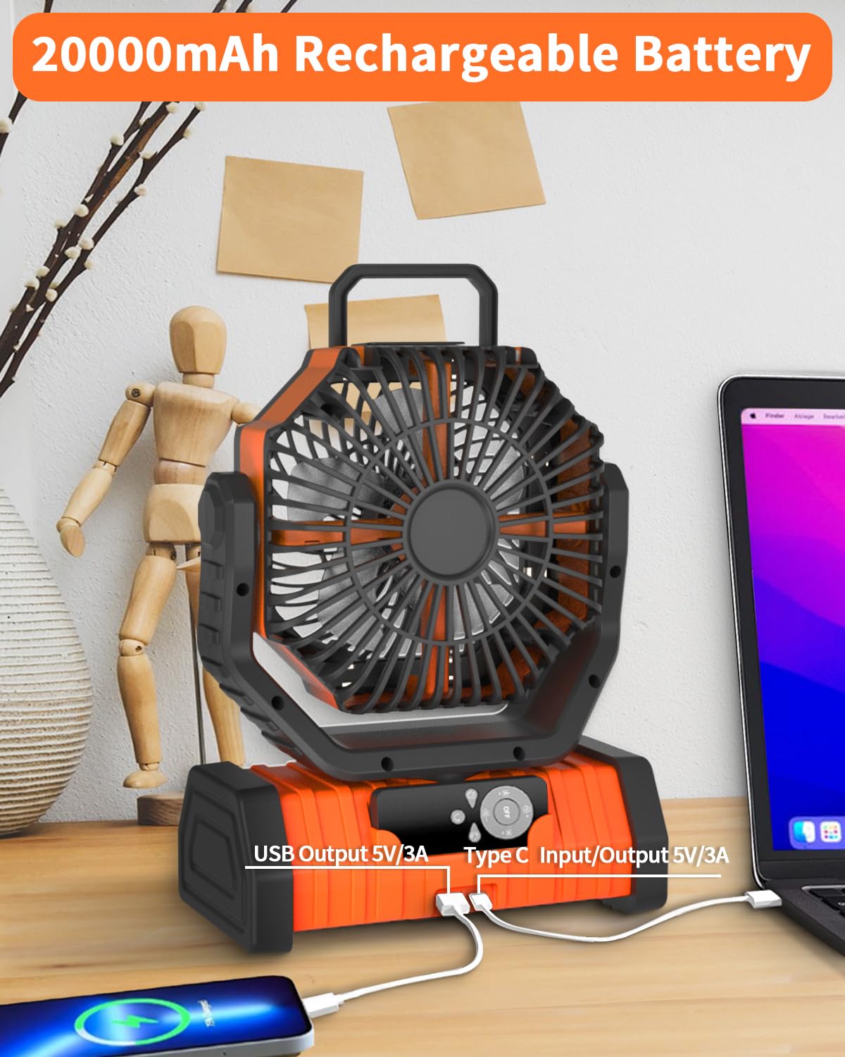 Rechargeable  RC Camping Fan
