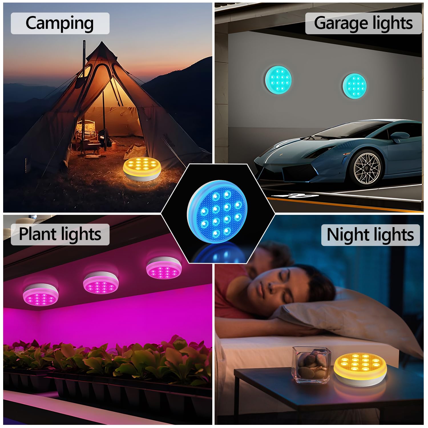 2/4 PCS-Ultra-High Brightness Rechargeable Submersible LED Lights with Remote