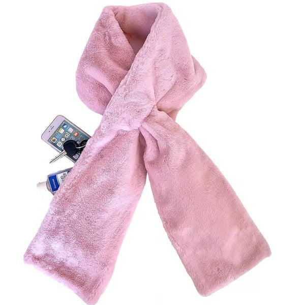 Faux Fur Scarf With Hidden Pocket