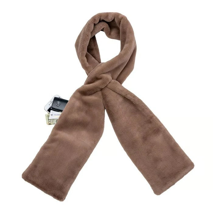 Faux Fur Scarf With Hidden Pocket