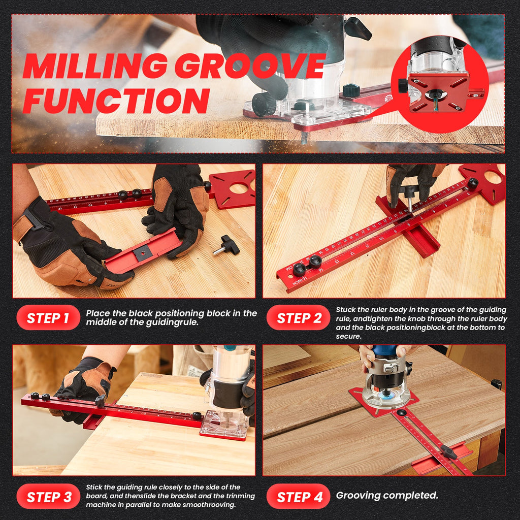 Robust Woodworking Bracket for Milling Tasks - ® 4 in 1 Router Milling Groove Bracket