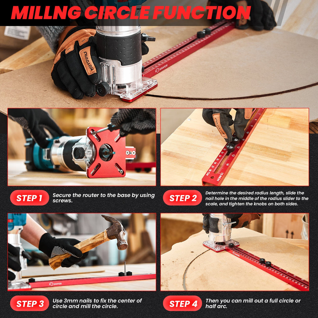 Robust Woodworking Bracket for Milling Tasks - ® 4 in 1 Router Milling Groove Bracket