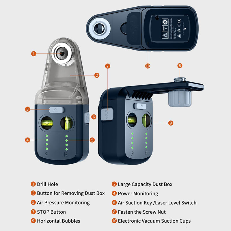 ® 3-in-1 Laser Level Tool with Drill Dust Collector