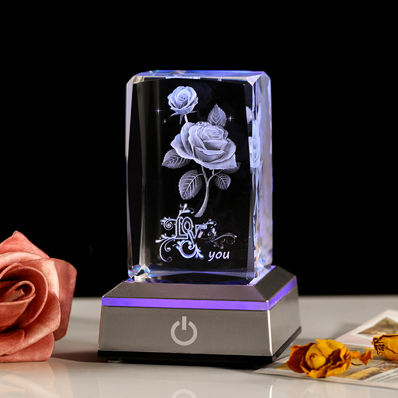 3D Rose Crystal Night Lamp