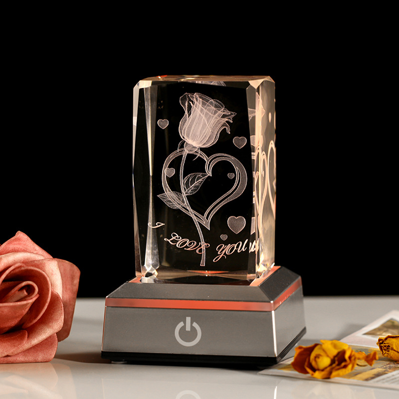 3D Rose Crystal Night Lamp